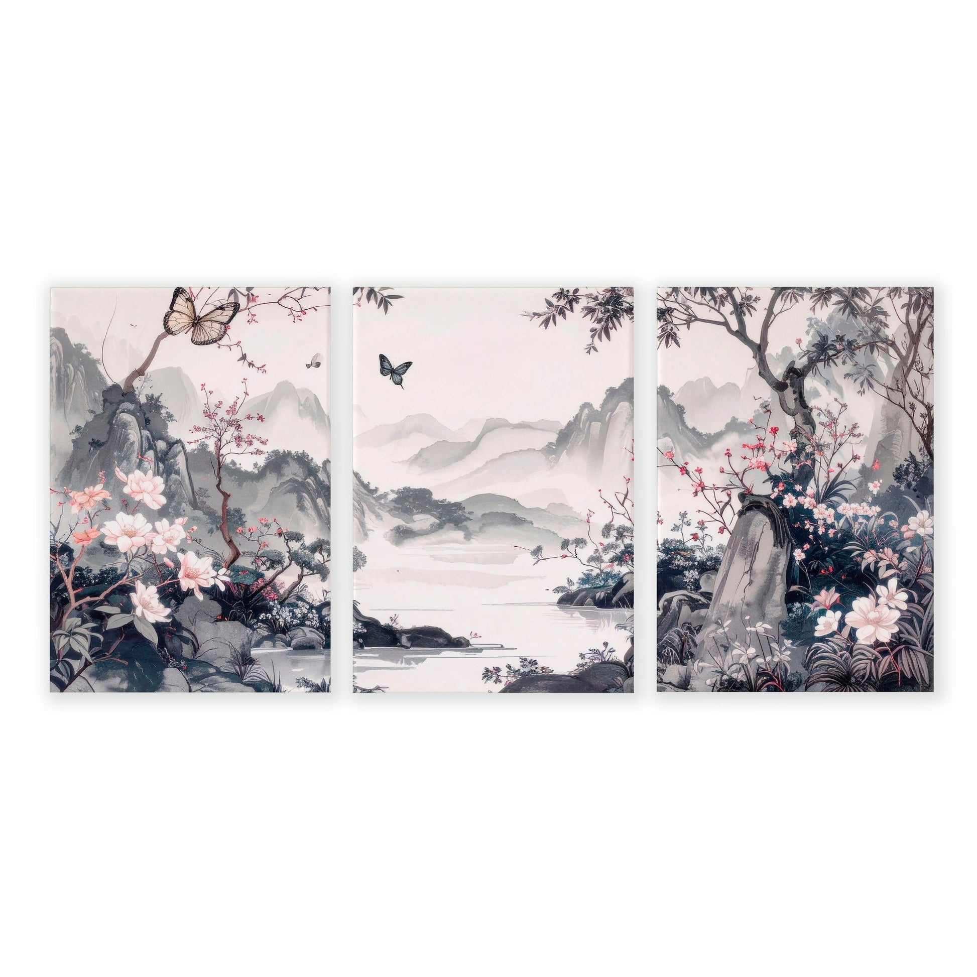 Picture Walls Living Room | Set of 3 Chinoiserie Wall art Prints