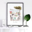 Pictures for Bathroom Coastal Amalfi Watercolour Dining Scenes wall art | 