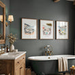 Pictures for Bathroom Coastal Amalfi Watercolour Dining Scenes wall art | 