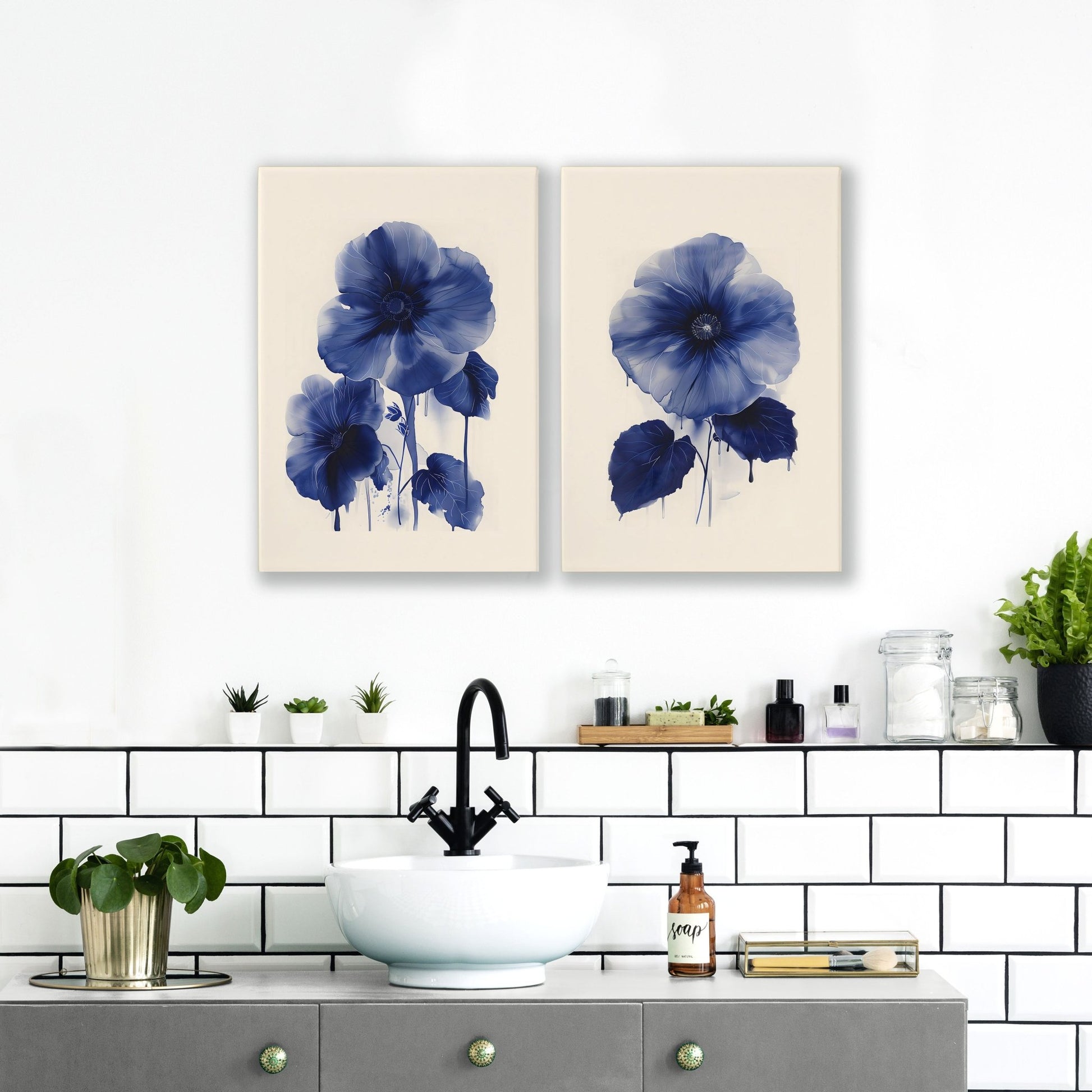 Pictures For Bathrooms Wall | Set of 2 Botanical Wall art Prints