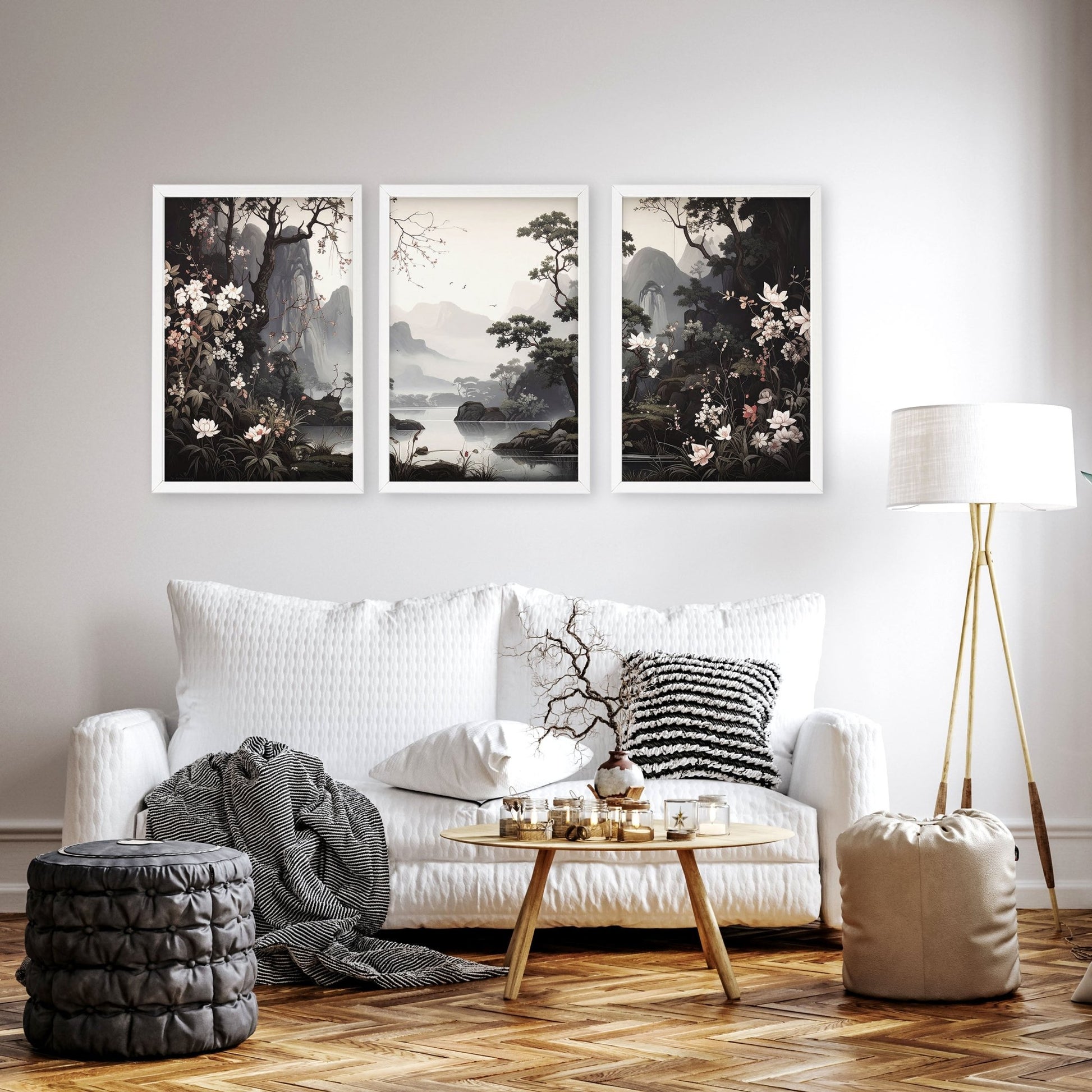 Pictures For Living Room Wall | Set of 3 Chinoiserie Wall art Prints