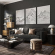 Pictures for Living Room Walls Scandi Mountain Climbers wall art displayed on a wall in a styled room — view 7