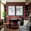 Pictures for My Living Room Vintage Grey World Map wall art displayed on a wall in a styled room — view 5