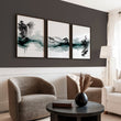 Pictures for Walls in Living Room Japandi Ink Wash Landscape wall art displayed on a wall in a styled room — view 11