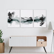 Pictures for Walls in Living Room Japandi Ink Wash Landscape wall art displayed on a wall in a styled room — view 6