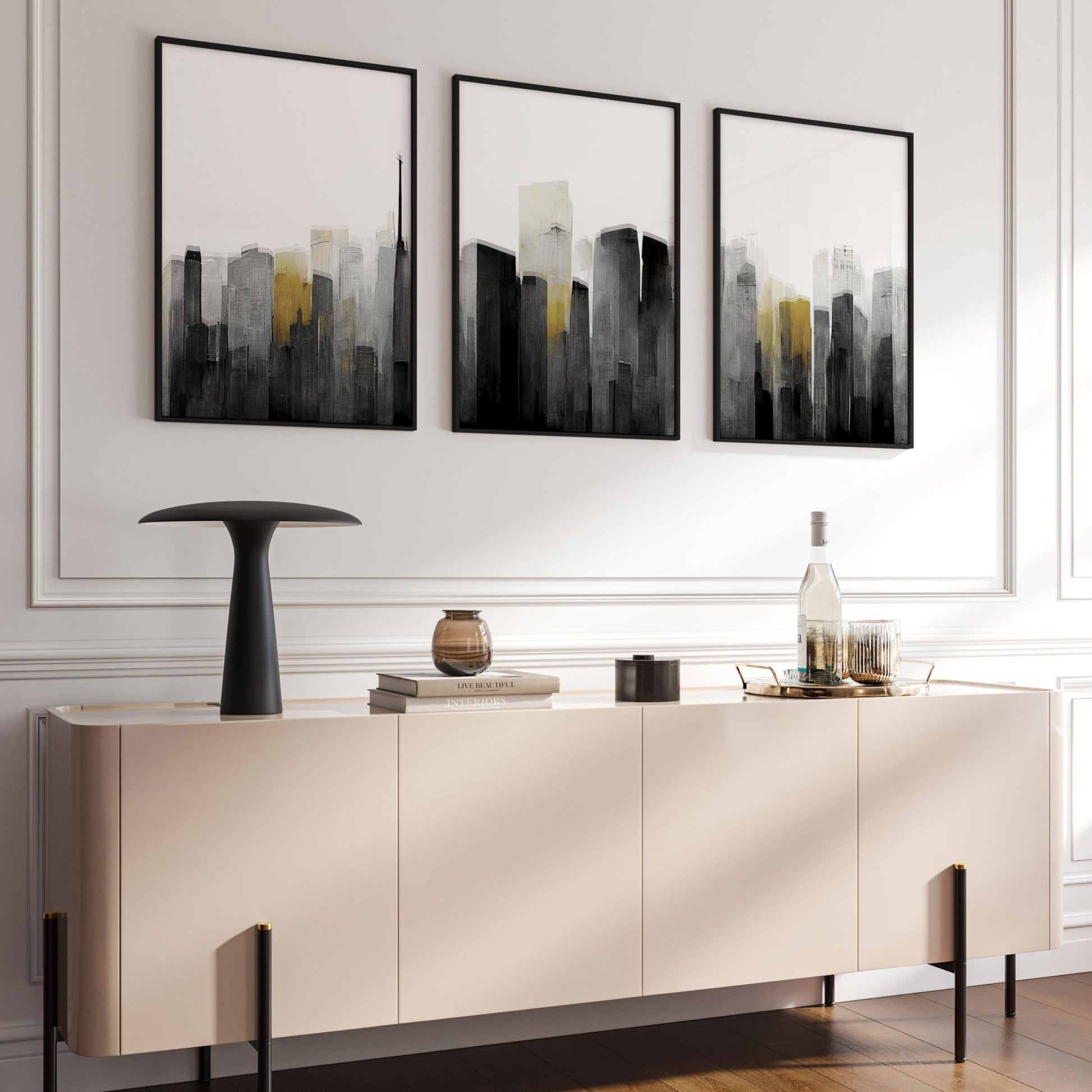 Pictures Framed For Wall | Set of 3 Urban Skyscrapers Wall art Prints