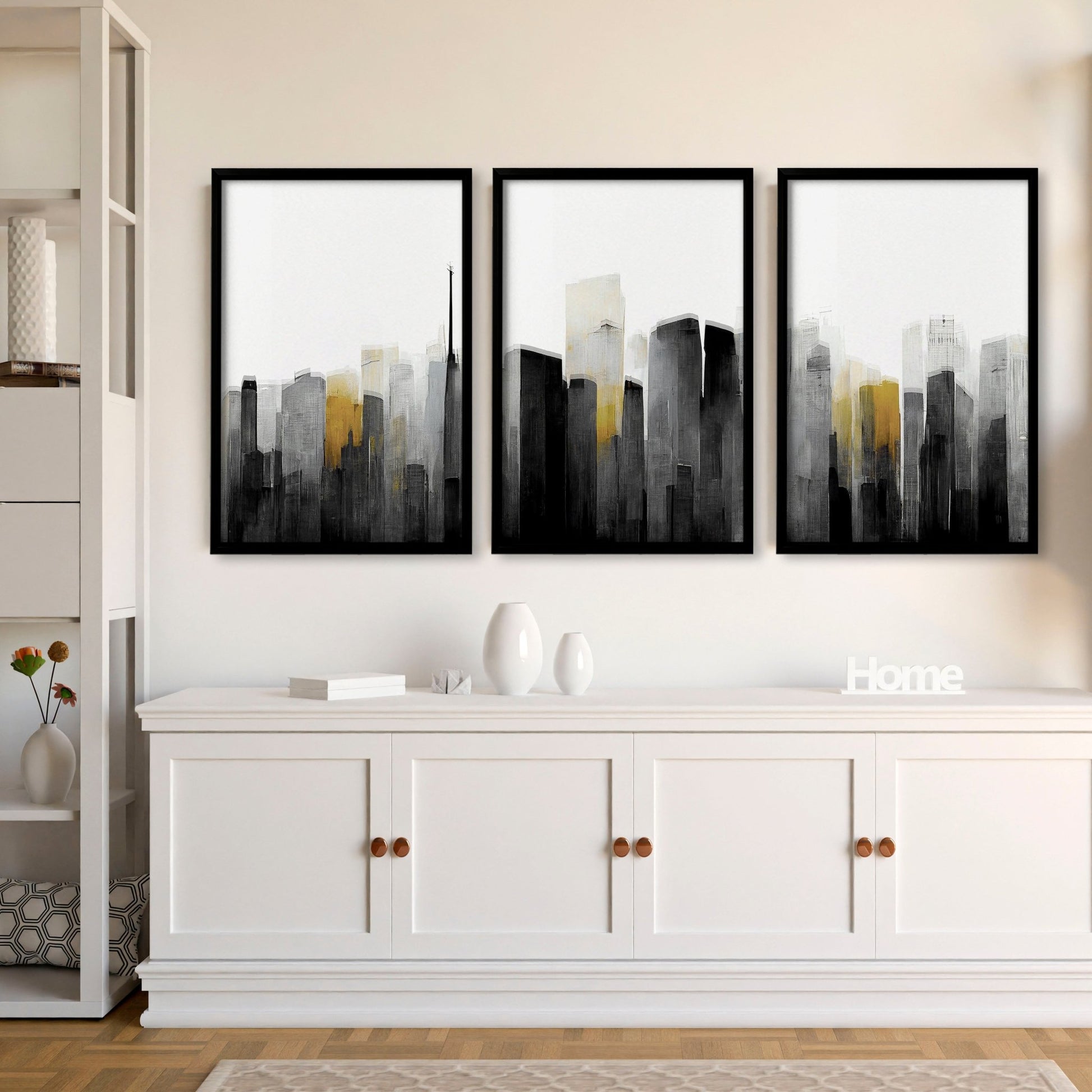 Pictures Framed For Wall | Set of 3 Urban Skyscrapers Wall art Prints
