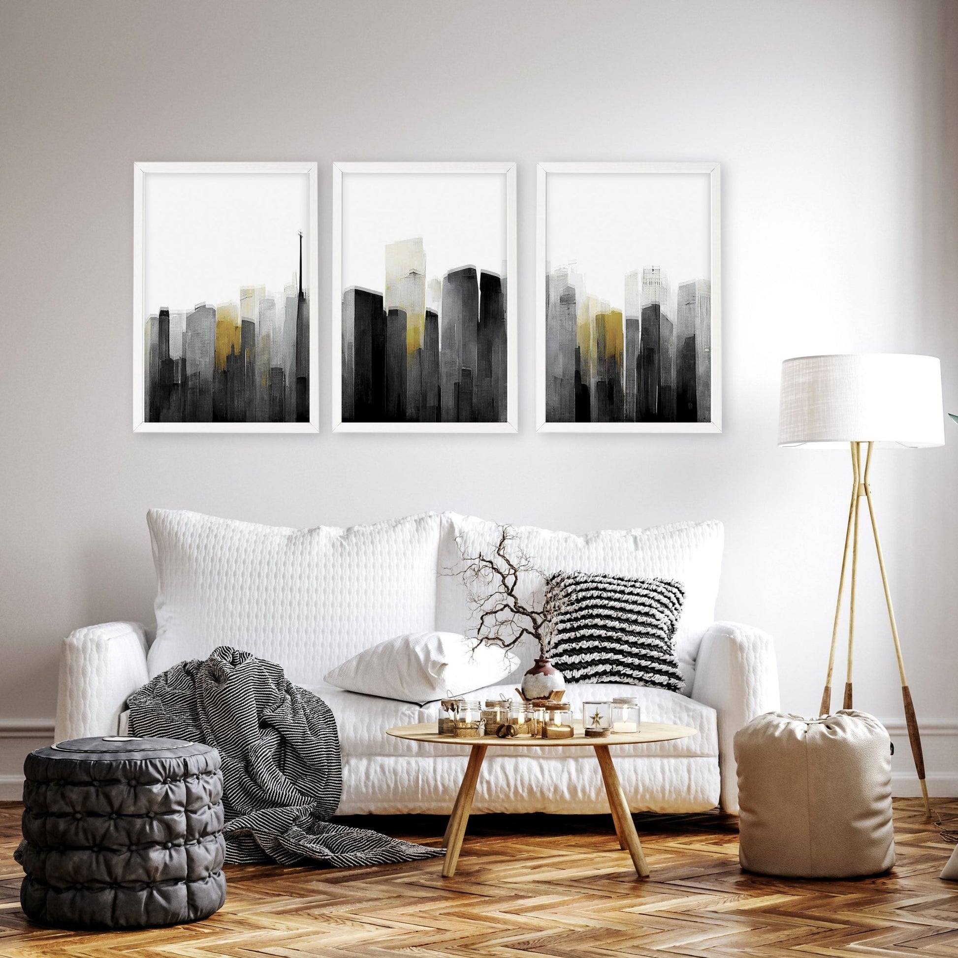 Pictures Framed For Wall | Set of 3 Urban Skyscrapers Wall art Prints