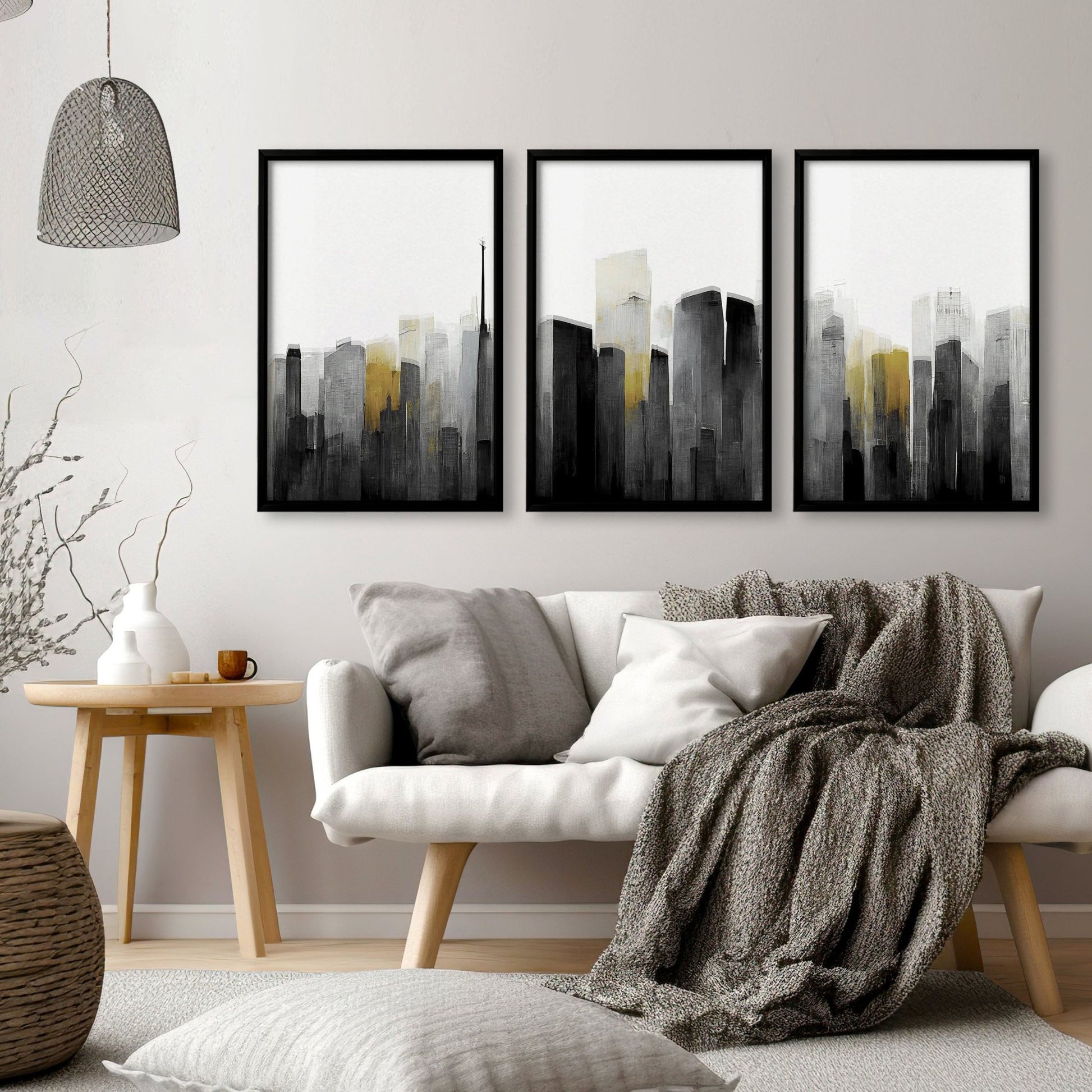 Pictures Framed For Wall | Set of 3 Urban Skyscrapers Wall art Prints