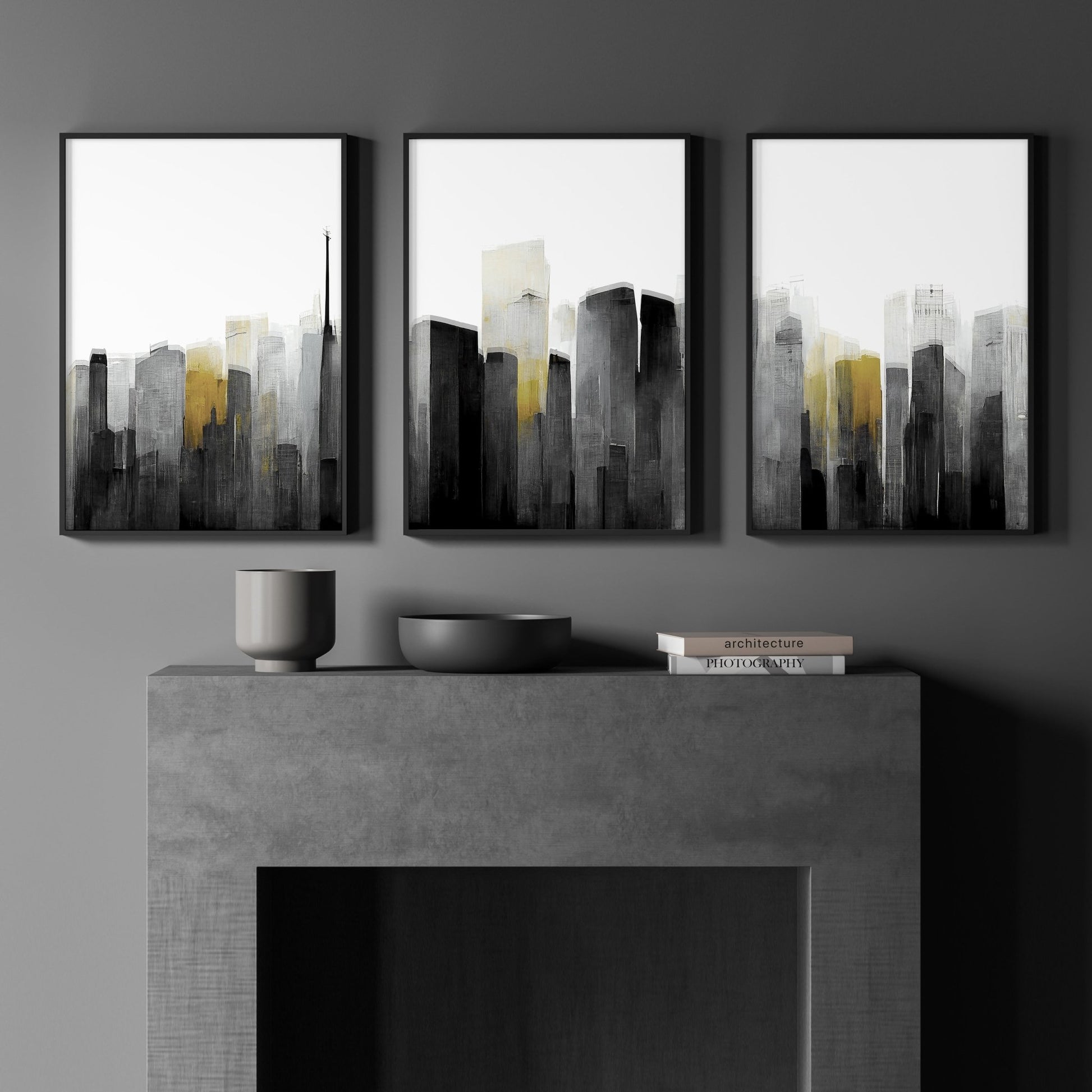 Pictures Framed For Wall | Set of 3 Urban Skyscrapers Wall art Prints