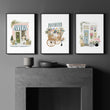 Pink Art Botanical Flower Shop & Market Cart wall art displayed on a wall in a styled room — view 3