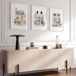 Pink Wall Art Country Cottage Flower Shop Watercolour Art wall art displayed on a wall in a styled room — view 12
