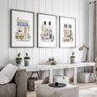Pink Wall Art Country Cottage Flower Shop Watercolour Art wall art displayed on a wall in a styled room — view 2