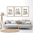 Pink Wall Art Country Cottage Flower Shop Watercolour Art wall art displayed on a wall in a styled room — view 8