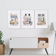 Pink Wall Art Country Cottage Flower Shop Watercolour Art wall art displayed on a wall in a styled room — view 9