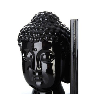 Piper Buddha Head Black Bookends Set Of 2