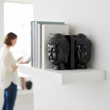 Piper Buddha Head Black Bookends   Set Of 2