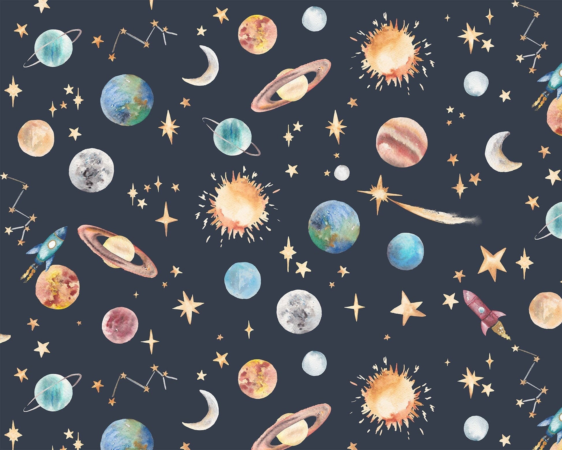 Planets Galaxy & Outer Space Children's Wallpaper