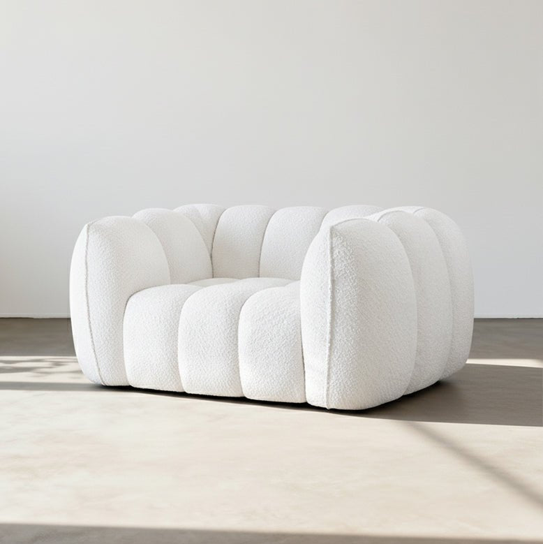 Pooky Pumpkin Single Armchair, White Boucle
