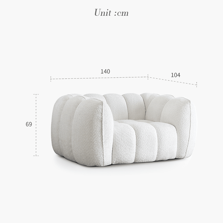 Pooky Pumpkin Single Armchair, White Boucle