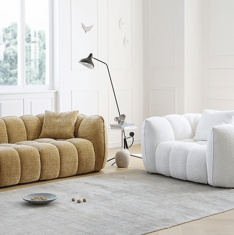 Pooky Pumpkin Single Armchair, White Boucle