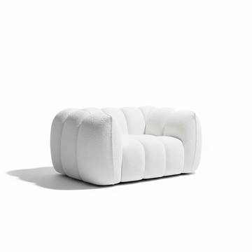Pooky Pumpkin Single Armchair, White Boucle
