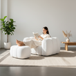 Pooky Pumpkin Single Armchair, White Boucle