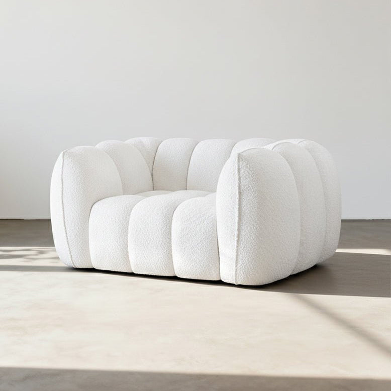 Pooky Pumpkin Single Armchair, White Boucle