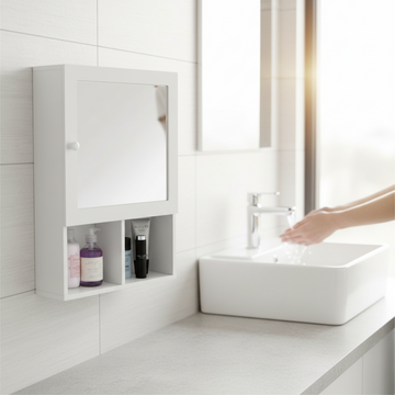 Port White Wood Mirrored Cabinet