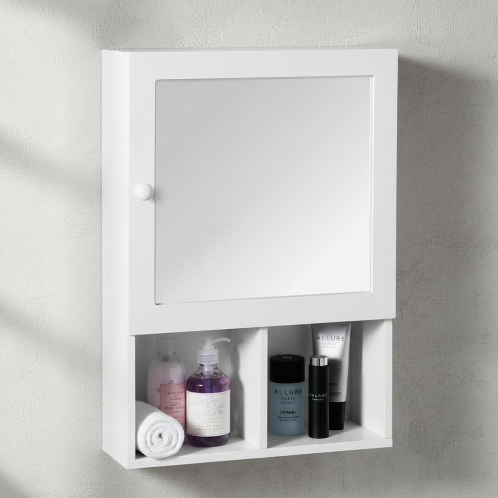 Port White Wood Mirrored Cabinet