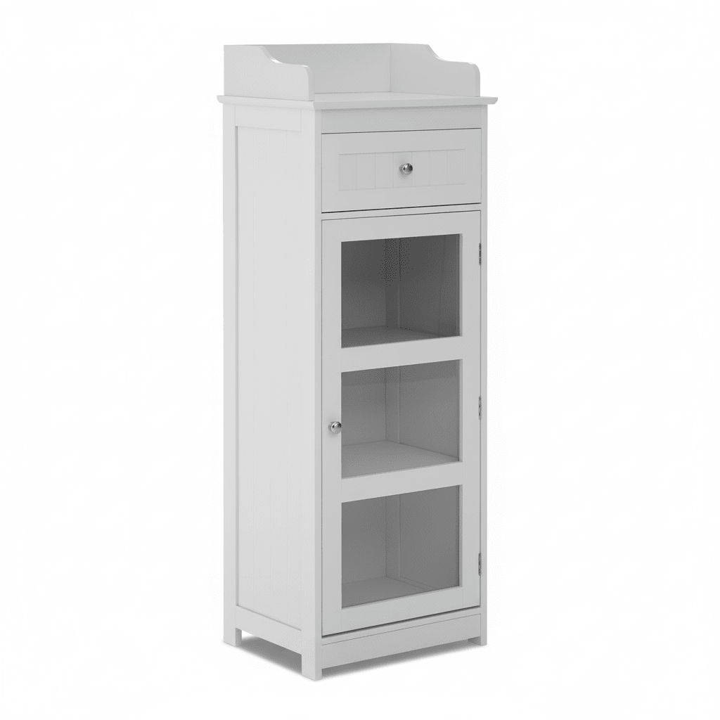 Portland Glass Door Floor Standing Cabinet