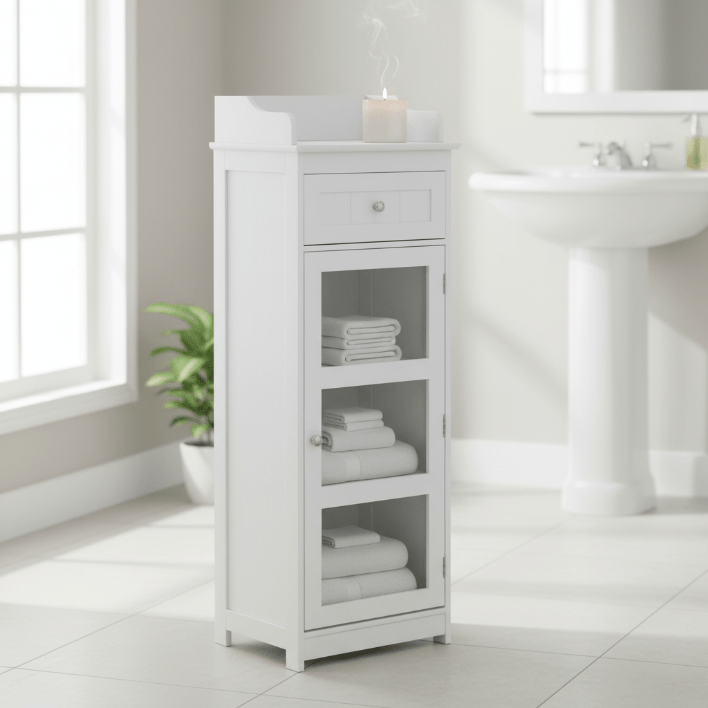 Portland Glass Door Floor Standing Cabinet