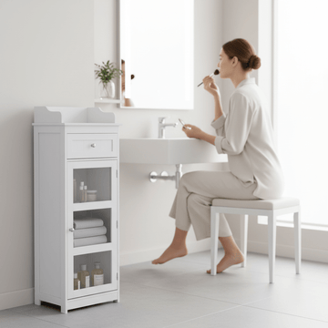 Portland Glass Door Floor Standing Cabinet