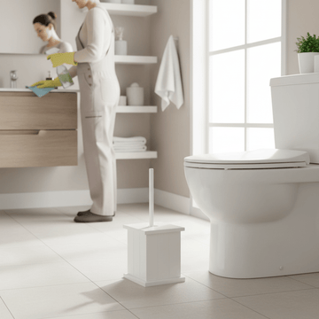Portland White Wooden Toilet Brush Holder