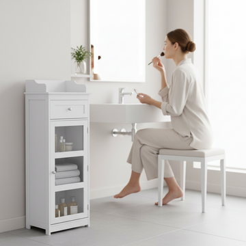 Portland Glass Door Floor Standing Cabinet