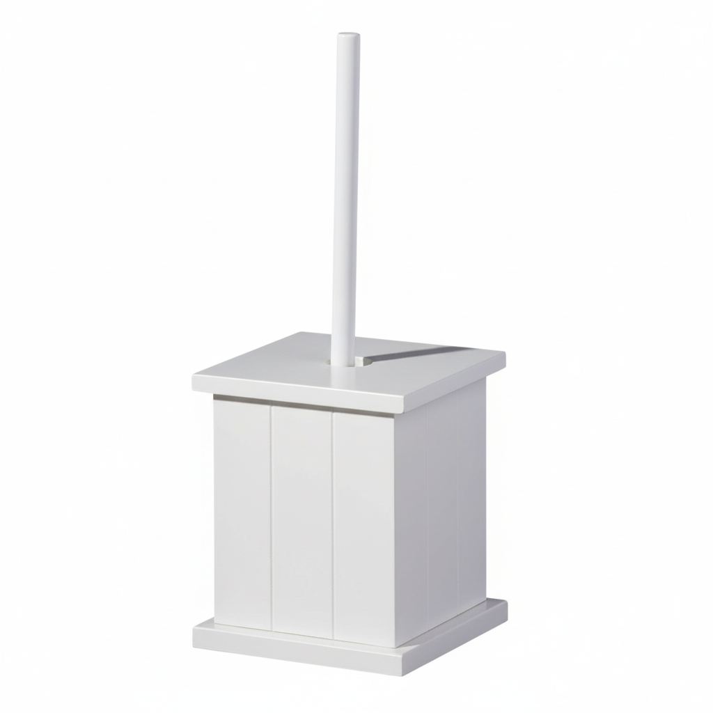 Portland White Wooden Toilet Brush Holder