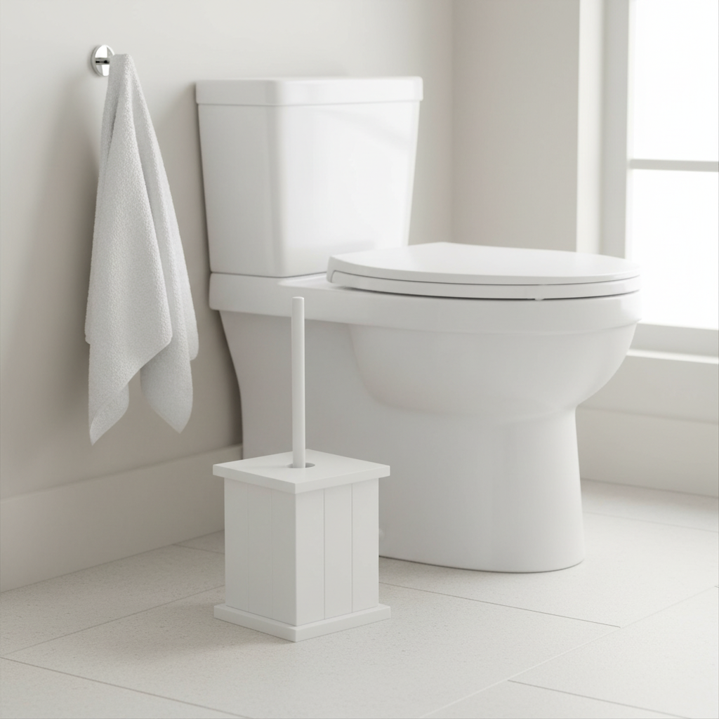 Portland White Wooden Toilet Brush Holder