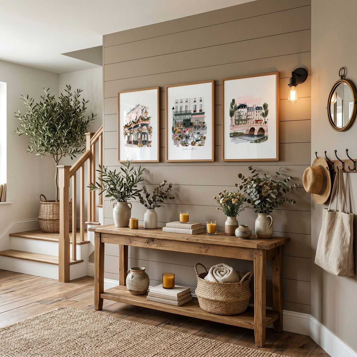Poster Art London "London in Bloom" Floral City Scene wall art displayed on a wall in a styled room — view 7