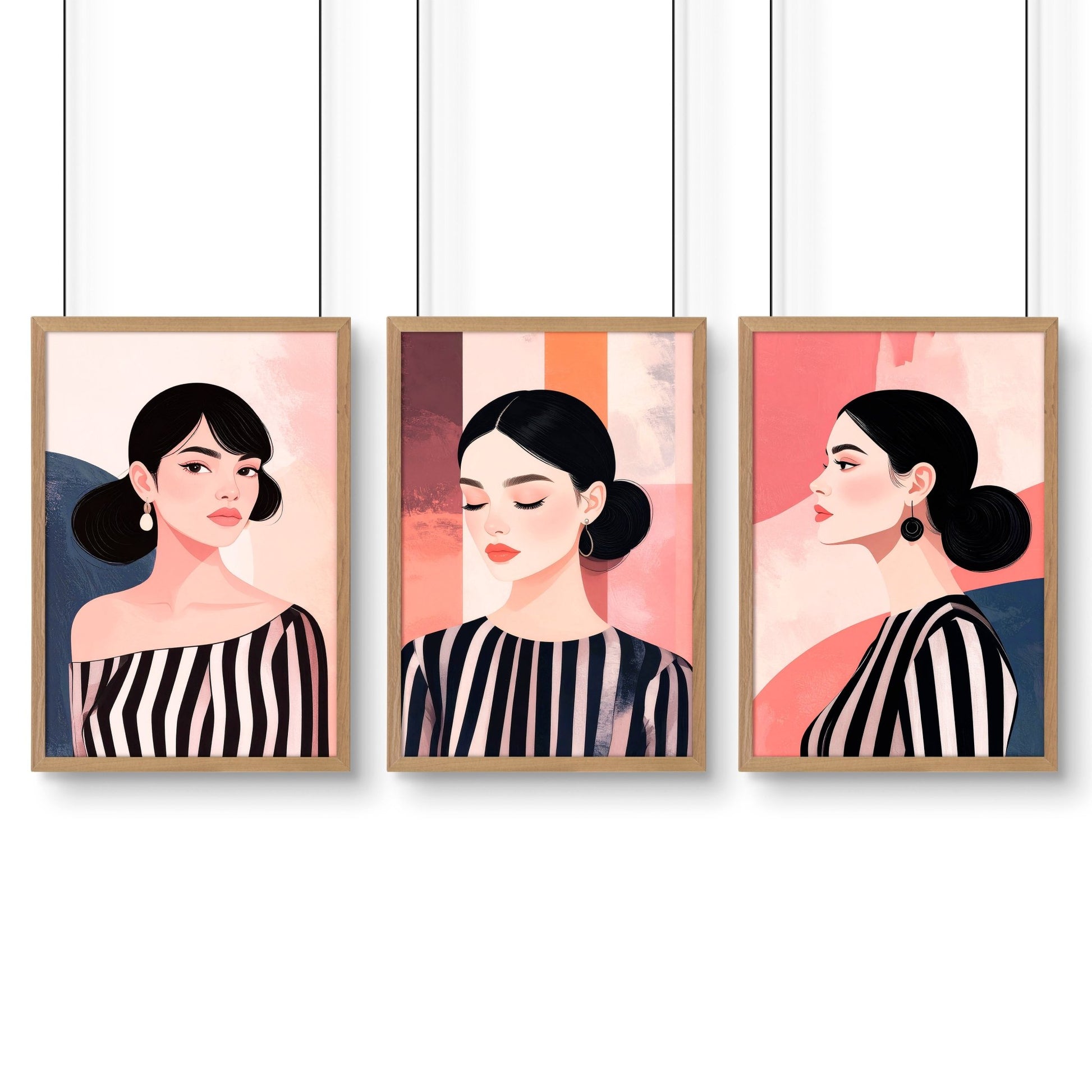 Poster Frame Large | Set of 3 Boho Women Wall art Prints