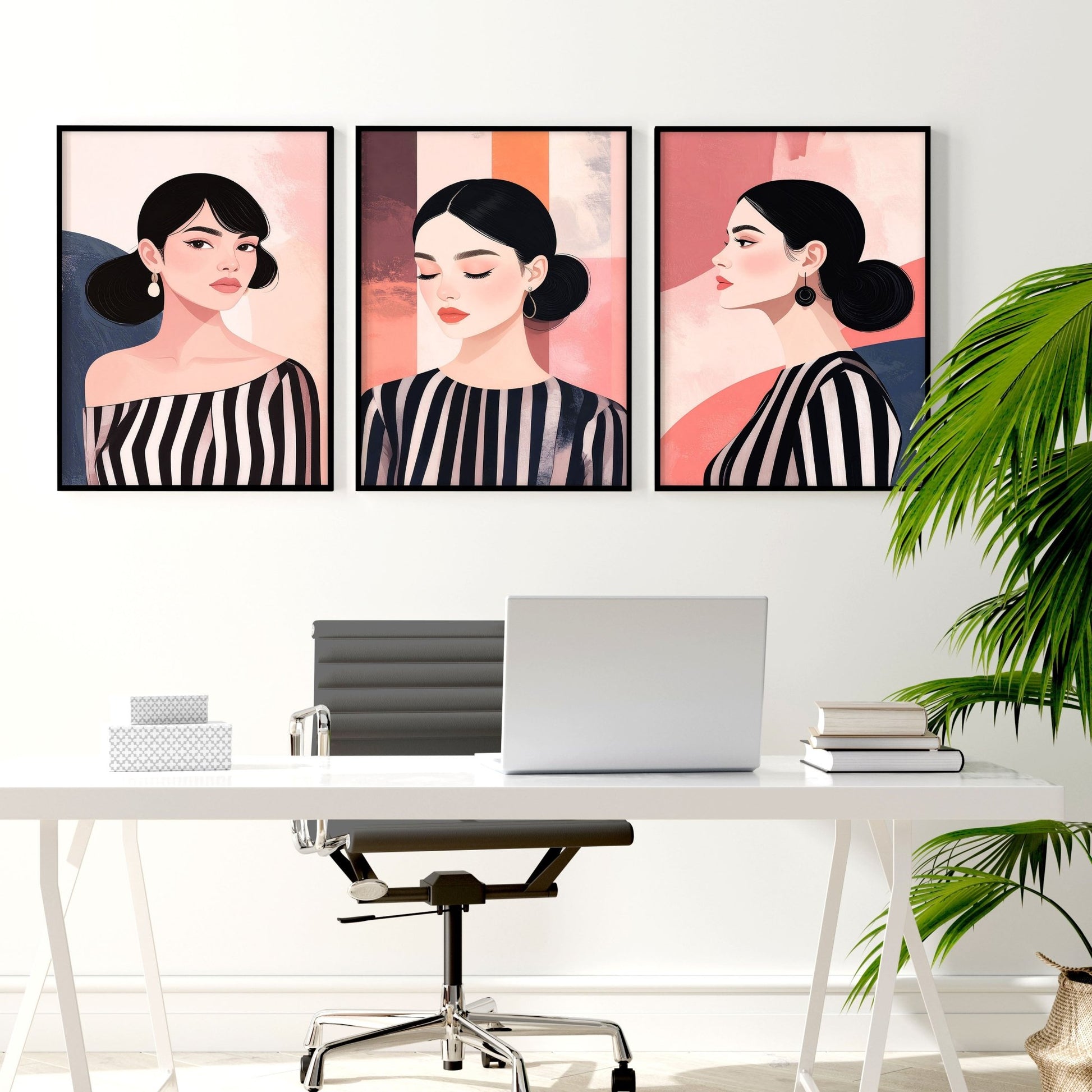 Poster Frame Large | Set of 3 Boho Women Wall art Prints