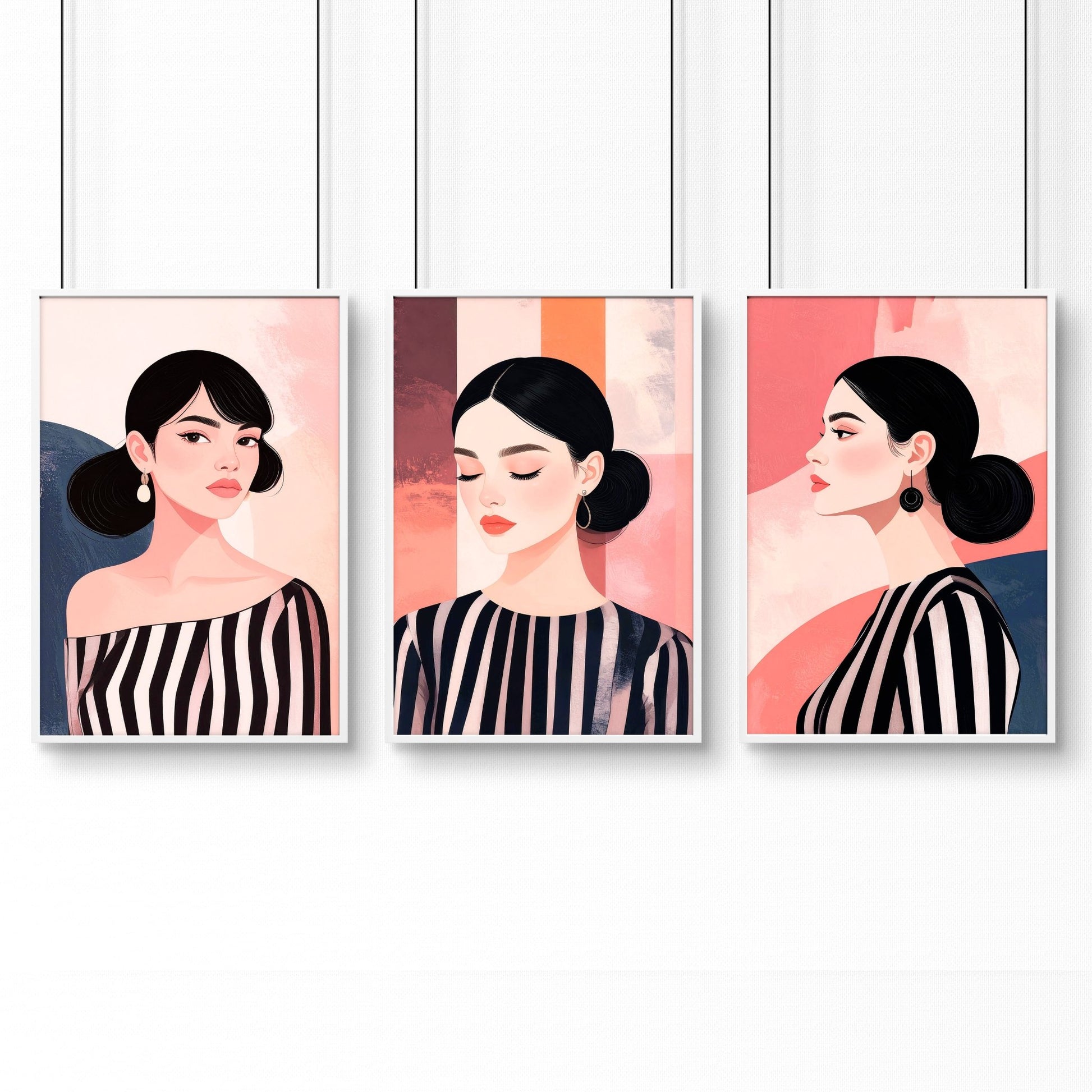 Poster Frame Large | Set of 3 Boho Women Wall art Prints