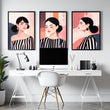 Poster Frame Large | Set of 3 Boho Women Wall art Prints