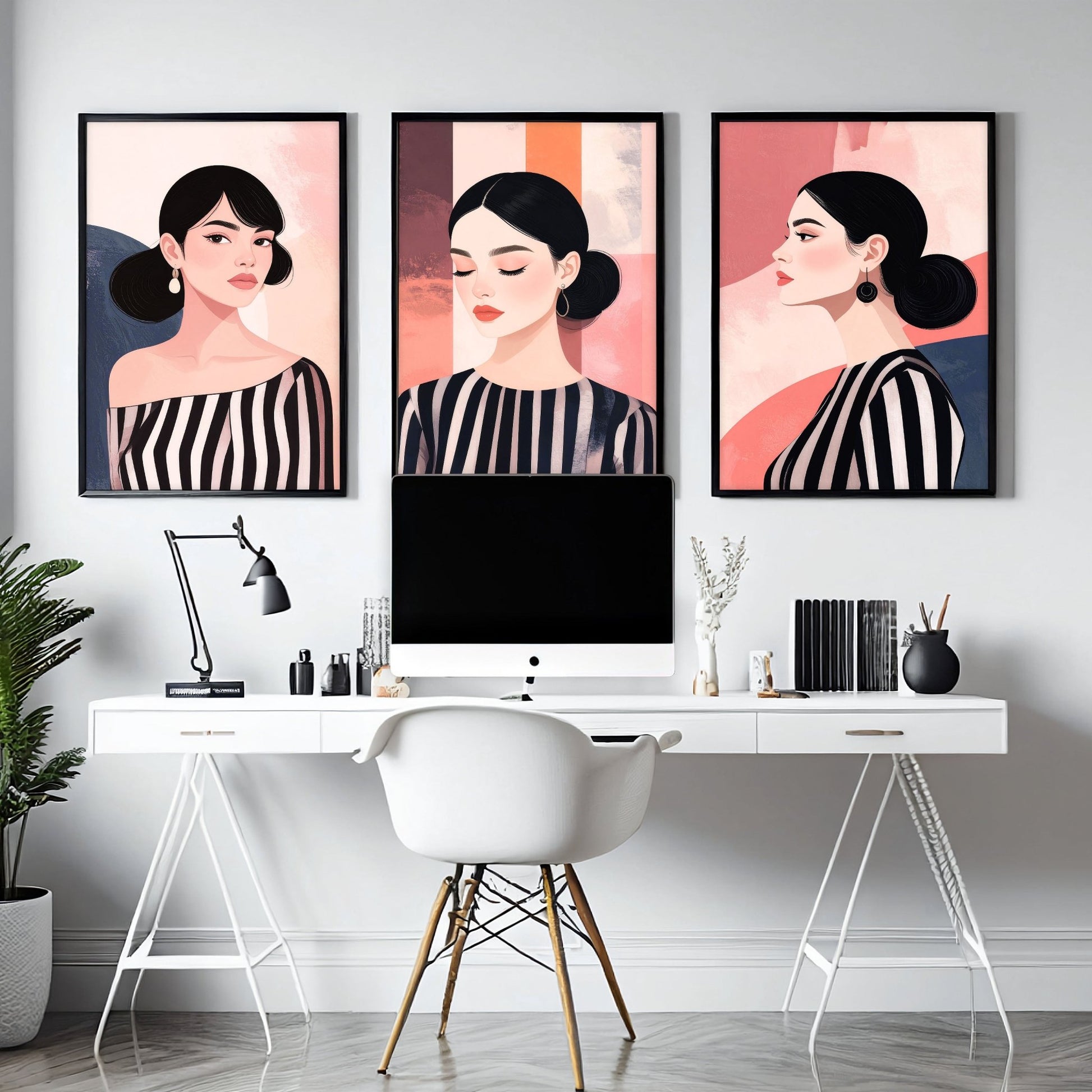 Poster Frame Large | Set of 3 Boho Women Wall art Prints
