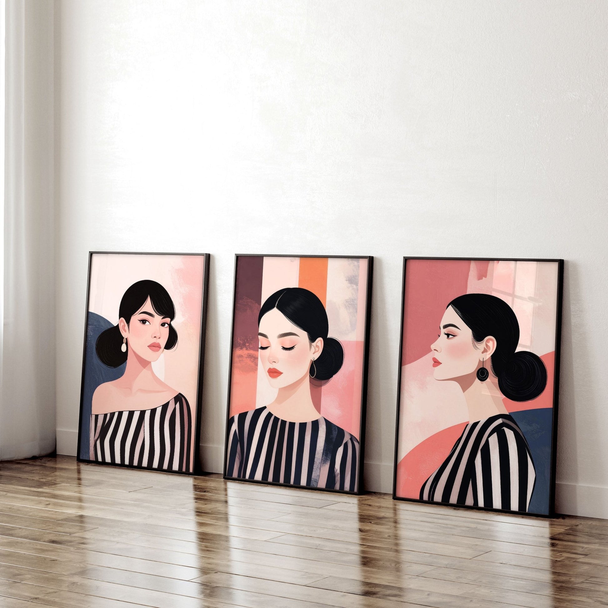Poster Frame Large | Set of 3 Boho Women Wall art Prints