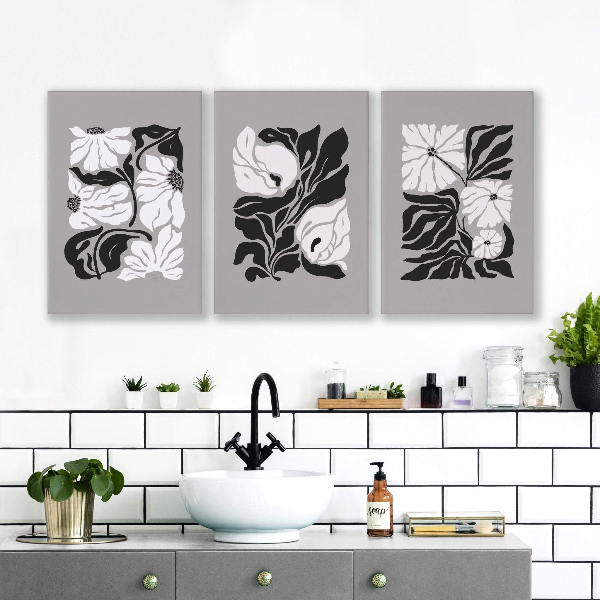 Posters For Bathrooms | Set of 3 Botanical Wall art Prints