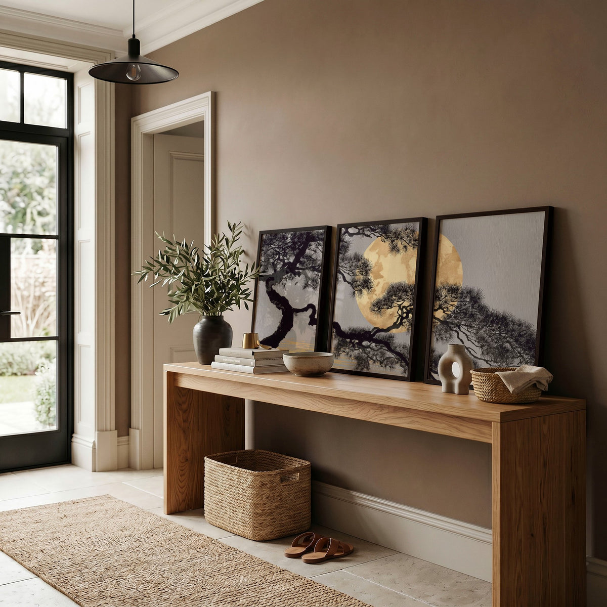 Posters of Japan Japanese Pine Tree & Moon wall art displayed on a wall in a styled room — view 10