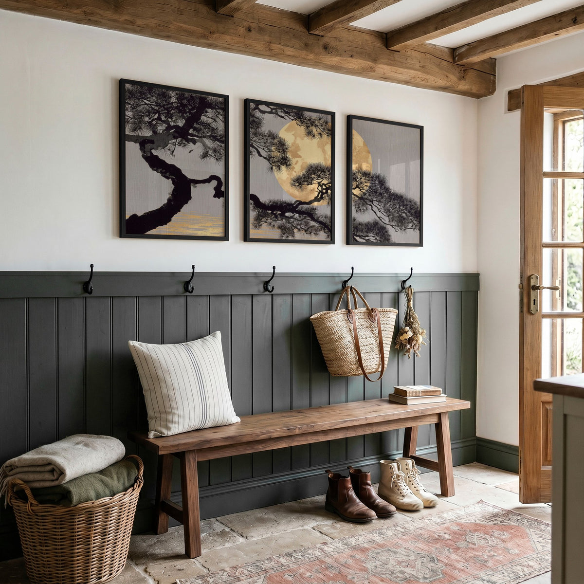 Posters of Japan Japanese Pine Tree & Moon wall art displayed on a wall in a styled room — view 7