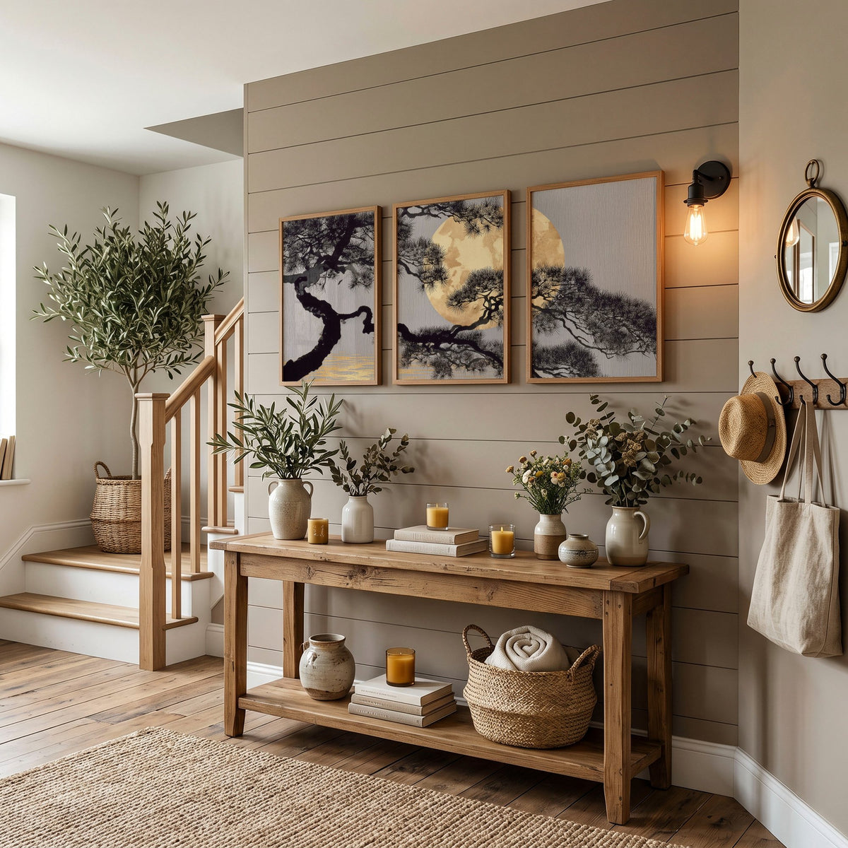 Posters of Japan Japanese Pine Tree & Moon wall art displayed on a wall in a styled room — view 8