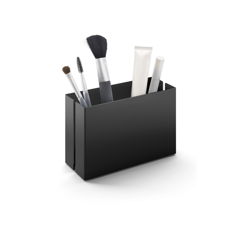 Potes 15 cm Black Stainless Steel Makeup Utensil Box 40535