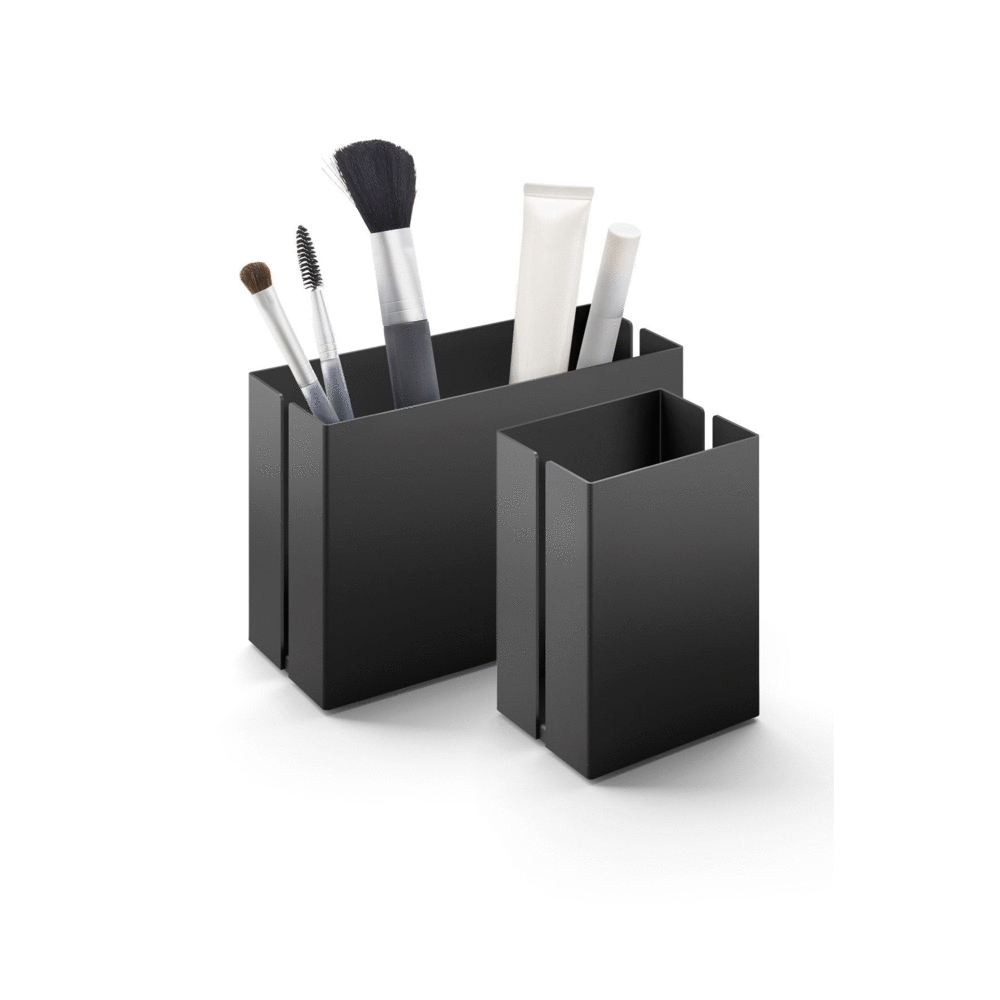 Potes 15 cm Black Stainless Steel Makeup Utensil Box 40535